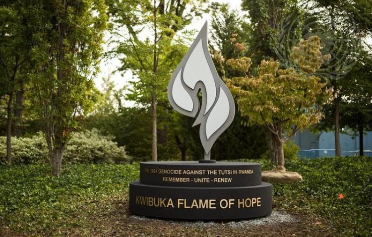 The statue “Kwibuka Flame of Hope”